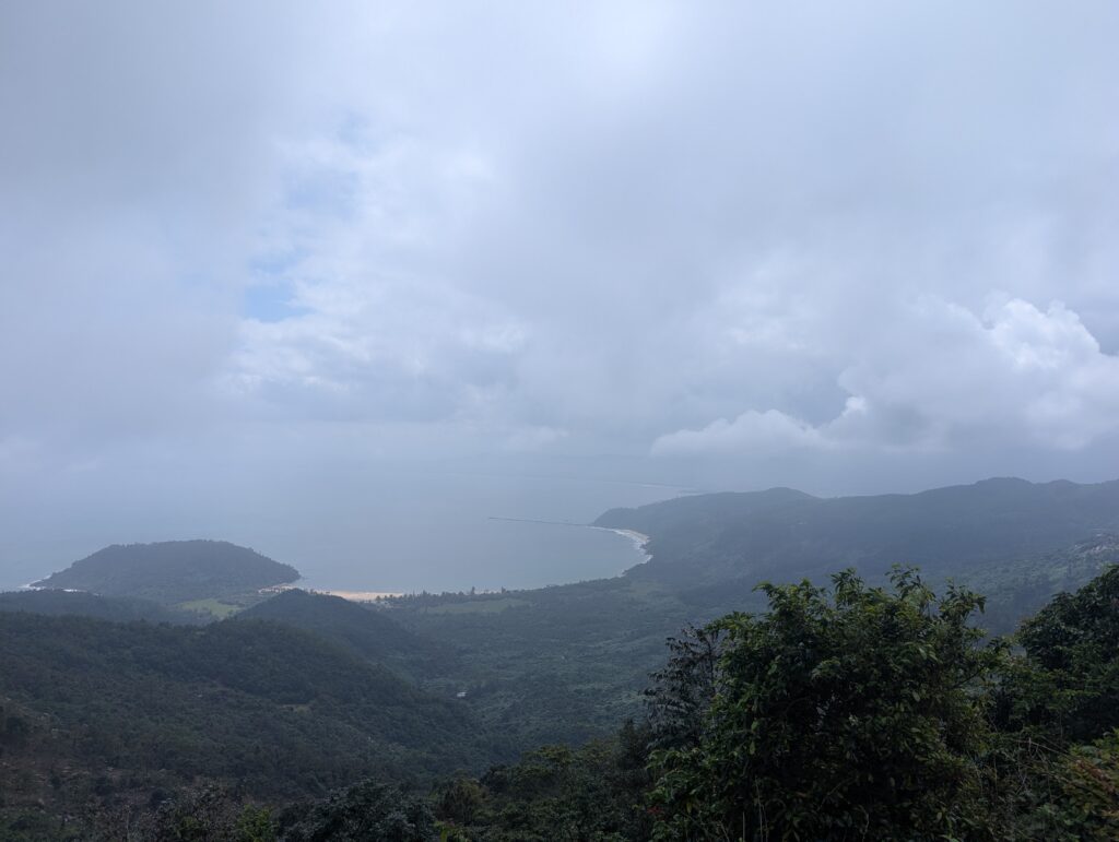 A cloudy view over the coast from upon the Hai Van Pass