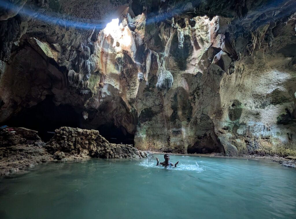 Mary-Ann in a cave pool.
