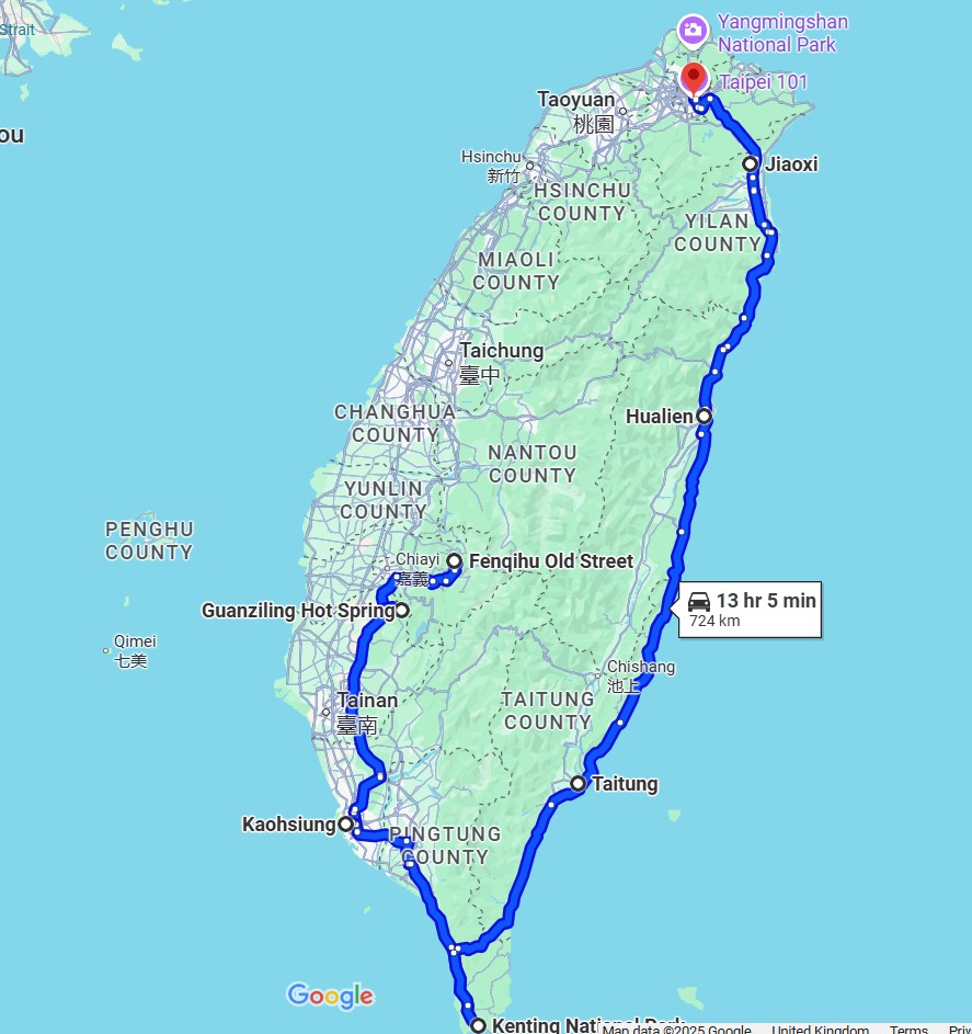 A snap of google maps showing the rest of the journey.